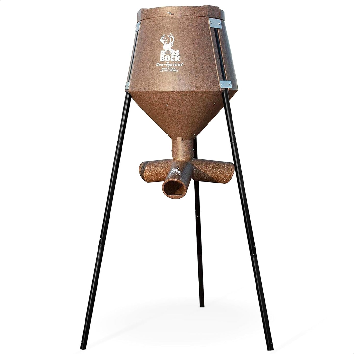 200 LB Deer Feeder/Hunting Durable Lightweight Plastic UV Protected Windproof Waterproof Gravity Feed System with Protein 3 Feed Tubes Head
