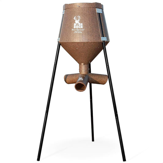 200 LB Deer Feeder/Hunting Durable Lightweight Plastic UV Protected Windproof Waterproof Gravity Feed System with Protein 3 Feed Tubes Head