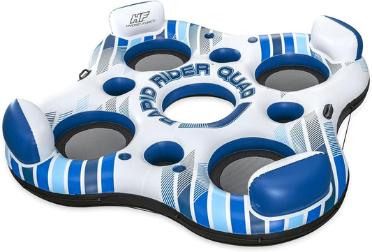 4-Person Inflatable Rapid River Floating Tube with Cup Holders & Handles