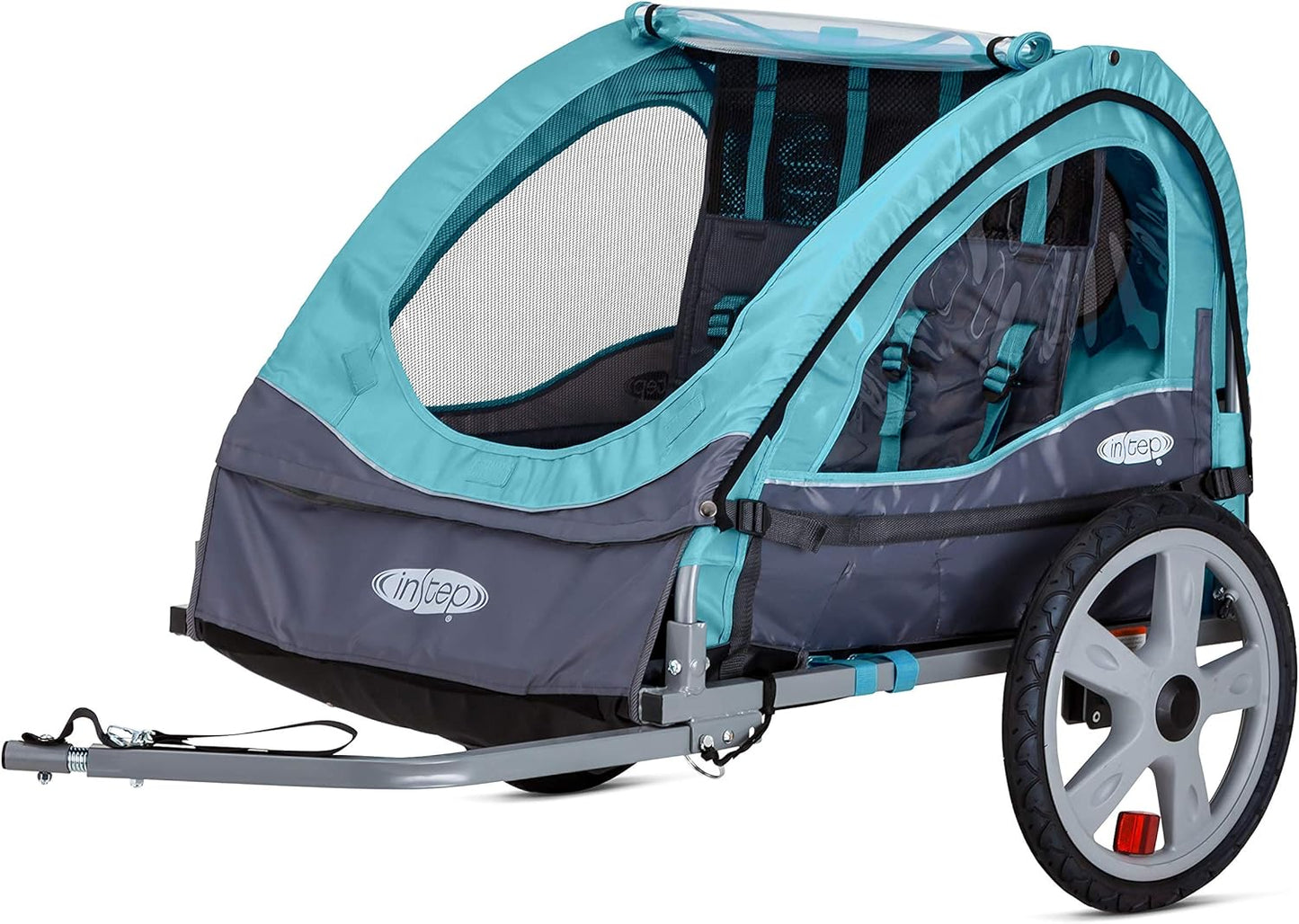 Kids Bike Trailer, Single or Double Seat, Universal Coupler, Folding Frame, Quick-Release Wheels, Canopy with Bug Screen and Weather Shield, Bike Trailer for Kids