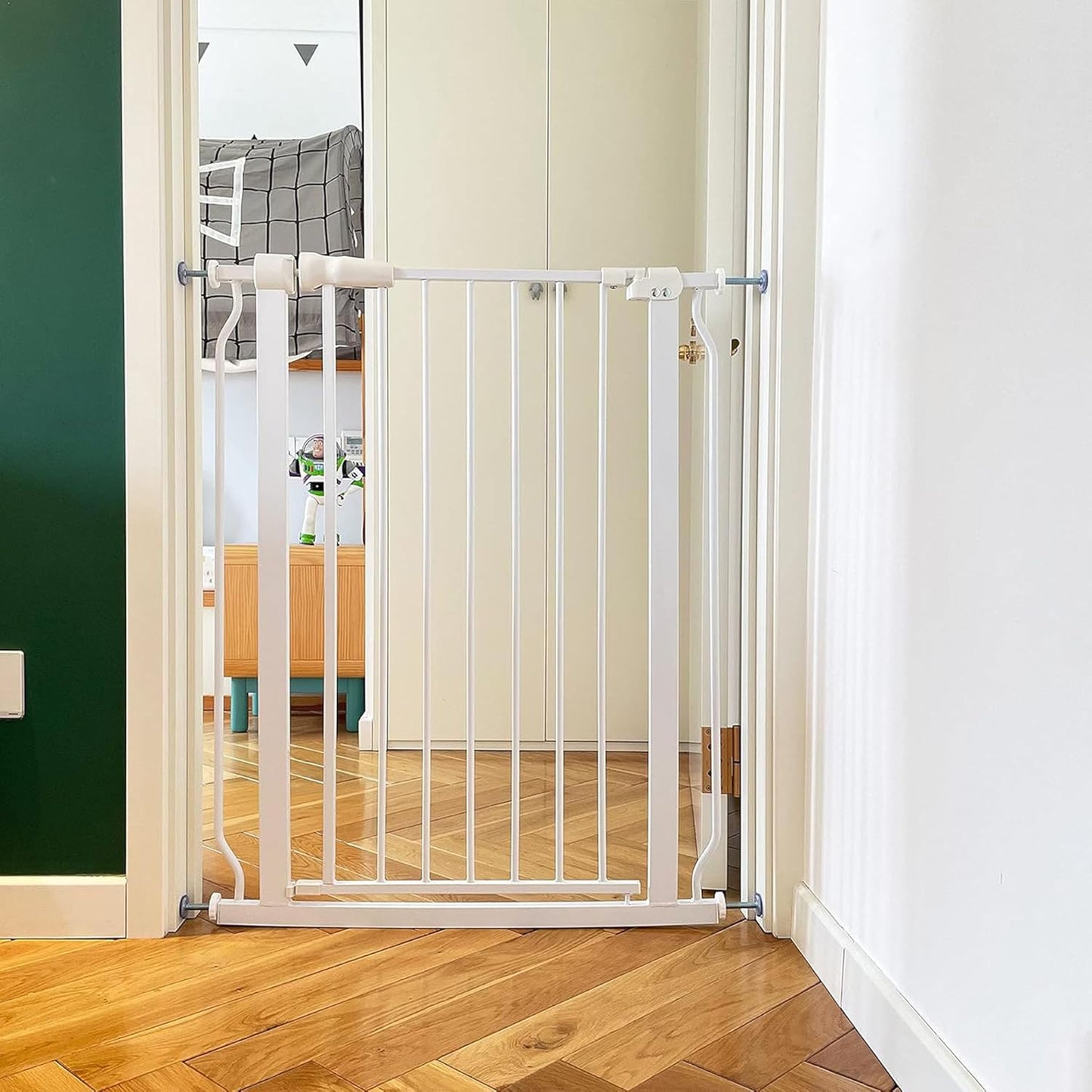 Walk Thru Safety Gate for Baby and Pets, Doorways, Stairways, Hallways, Fits 29.1-33.8 Inch Openings, 36 Inch Height, Graphite