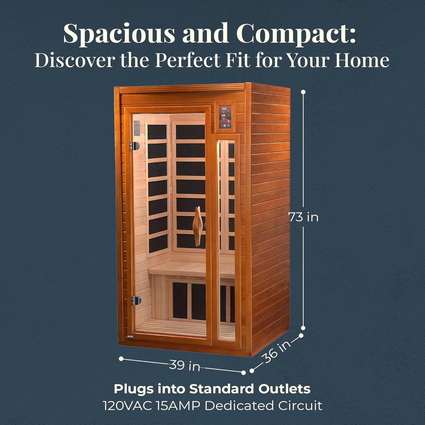 Dynamic Saunas Barcelona 1- to 2-Person Low EMF FAR Infrared Sauna with Red Light Therapy & Bluetooth Speakers | Personal Indoor Dry Heat Sauna for Home & Gym – Made from Canadian Hemlock
