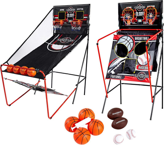 Lancaster 2-Player Indoor Basketball, Football & Baseball Arcade Game w/LED Scorekeeper