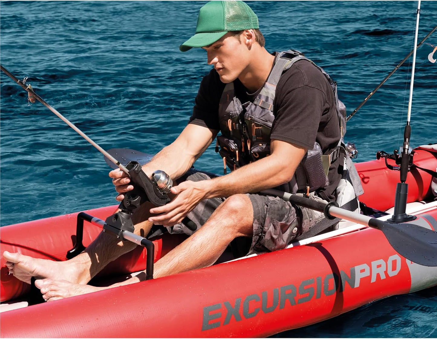 Excursion Pro K2 Inflatable Kayak Set: Includes Deluxe 86in Kayak Paddles and High-Output Pump – SuperTough PVC – Adjustable Bucket Seat – 2-Person – 400lb Weight Capacity
