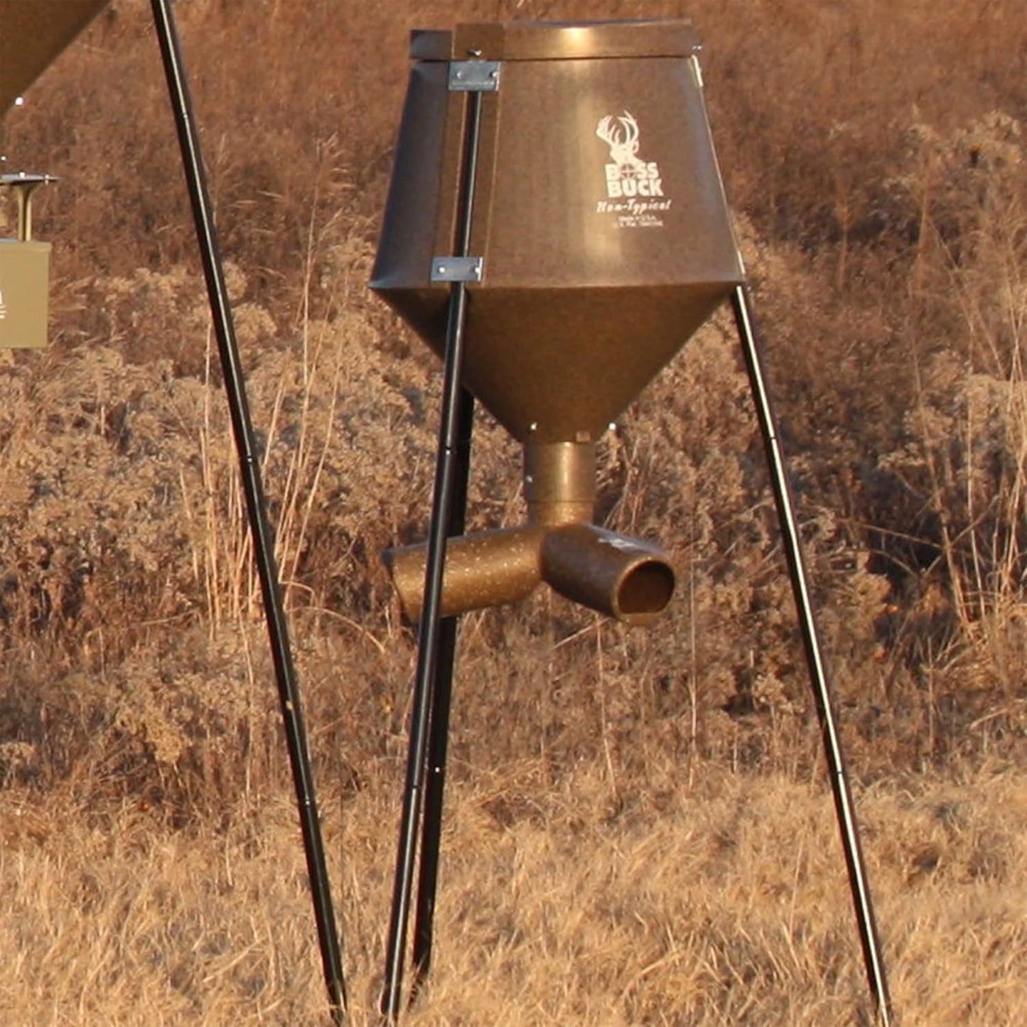 200 LB Deer Feeder/Hunting Durable Lightweight Plastic UV Protected Windproof Waterproof Gravity Feed System with Protein 3 Feed Tubes Head