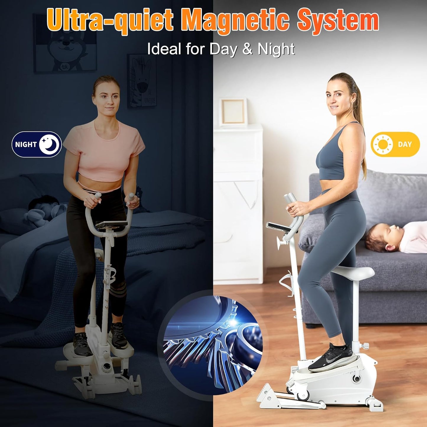 Ksports Mini Elliptical with Optional Handles & Seat, 3 Levels Manual Incline, Quiet Infinite Adjustable Magnetic Resistance, and LED Display – Joint-Friendly and Versatile Design