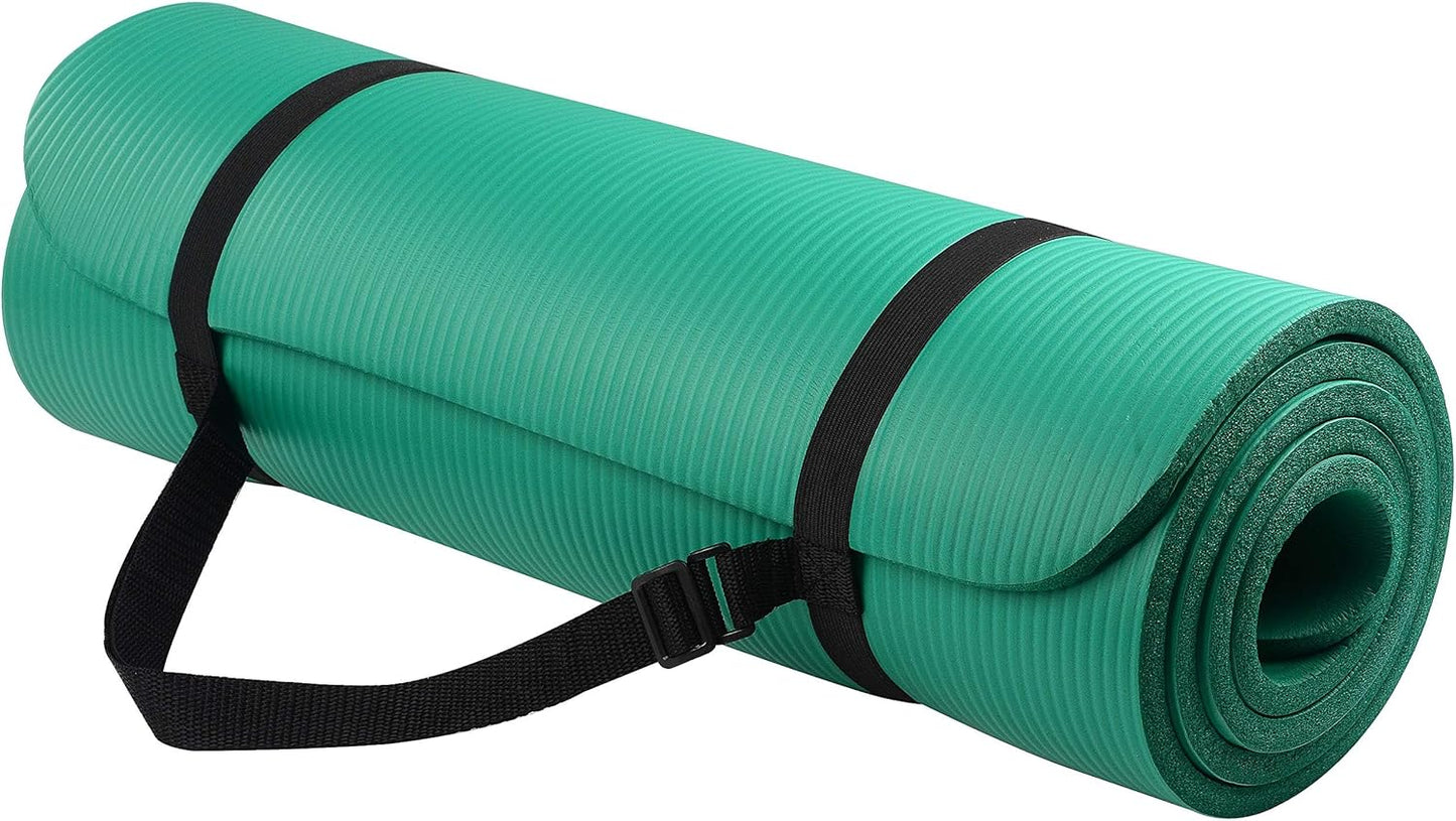 Yoga Mat, 1/2-Inch Extra Thick High Density Exercise Mat, Anti-Tear Exercise Yoga Mat with Carrying Strap, Suitable for Various Yoga Exercises