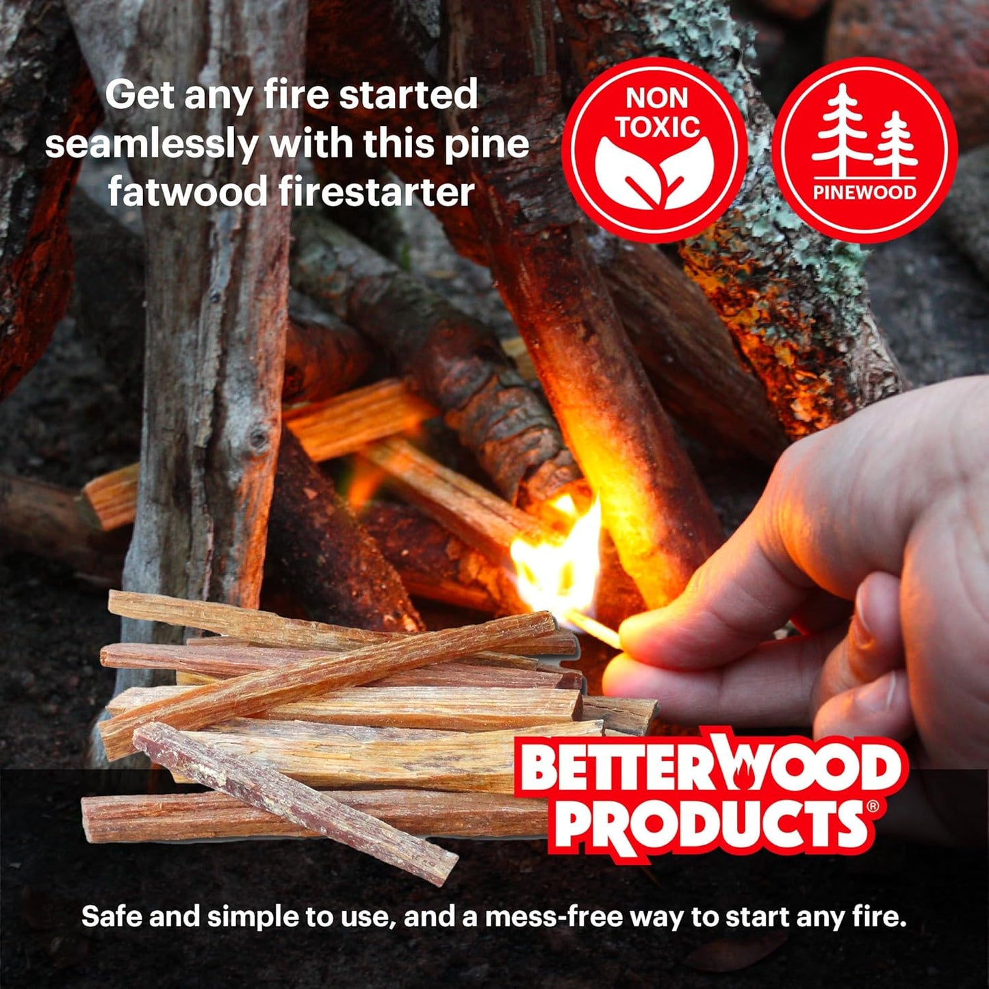 Fire Starter Sticks, Fireplace & Campfires, 50 Lbs - Firewood Starters for Indoor and Outdoor Use - Ideal for BBQ, Camping, Stove, Pit and Chimney