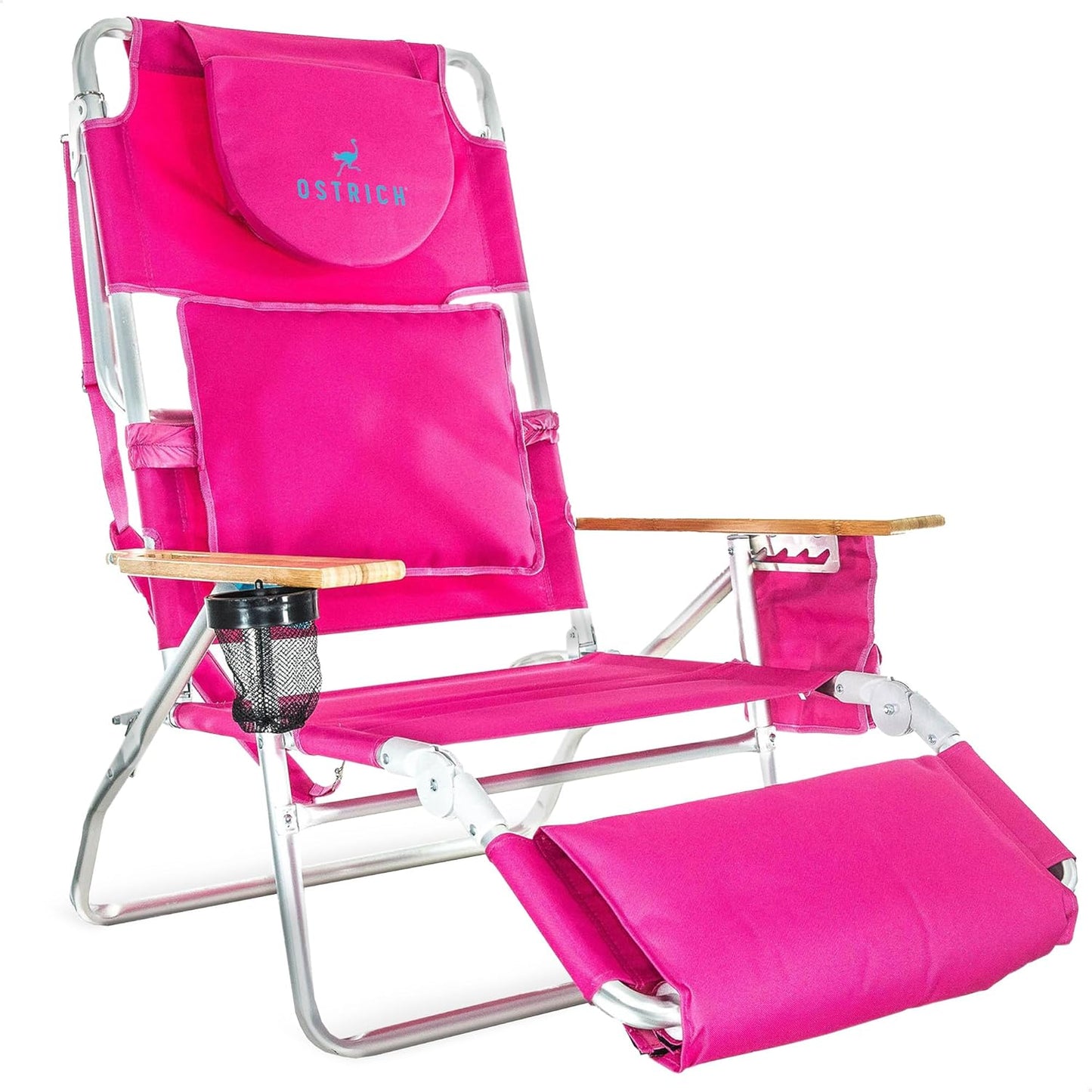 Lightweight Lawn Beach Reclining Lounge Chair with Footrest, Outdoor Furniture for Patio, Balcony, Backyard, or Porch, Blue Stripe