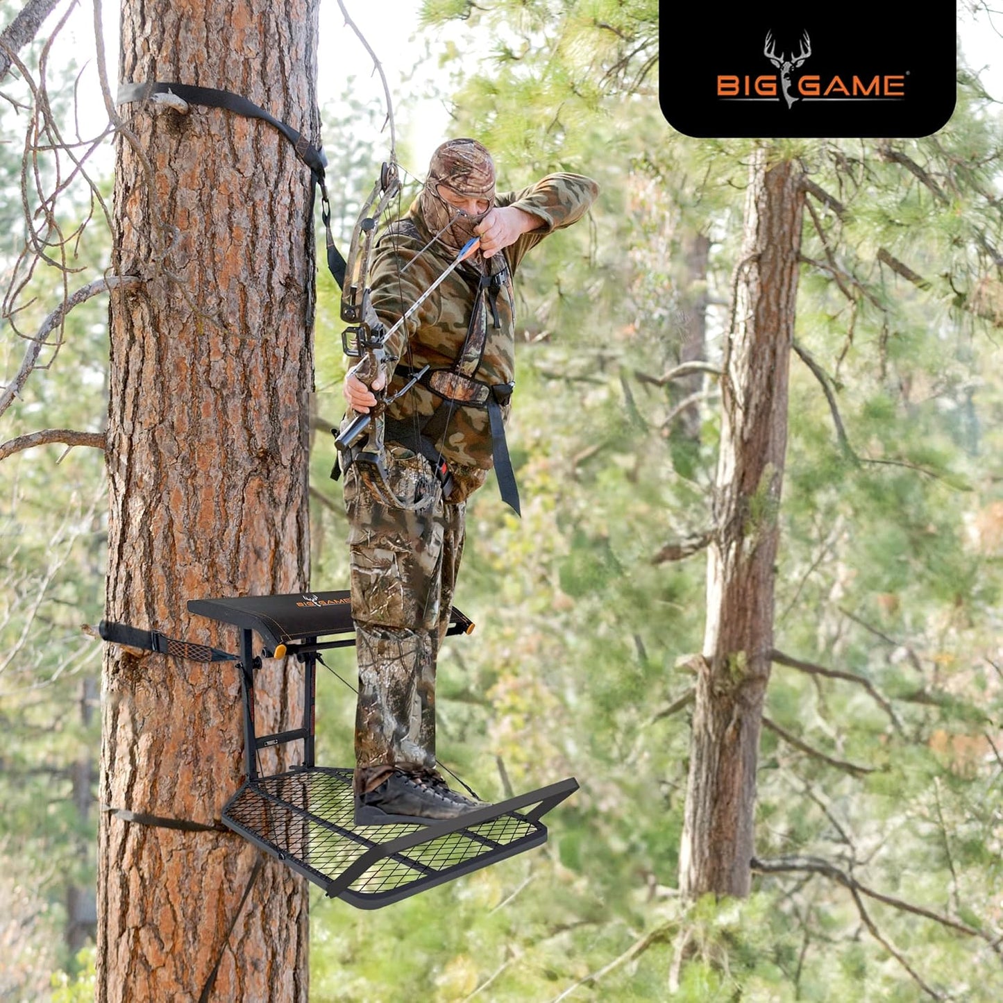 XC Hang-On Treestand, Lightweight Steel Construction with 14 x 8 in. Flip-Back Flex-Tek Seat, 300 lbs Weight Rating