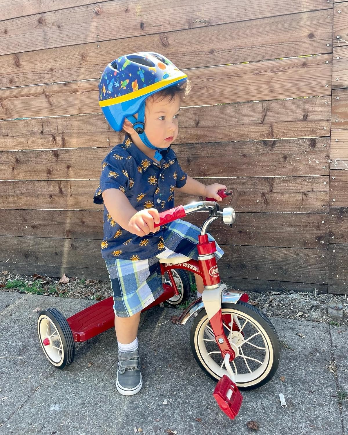 Classic 10 Inch Toddler Tricycle with Rubber Tires and Steel Frame, Red