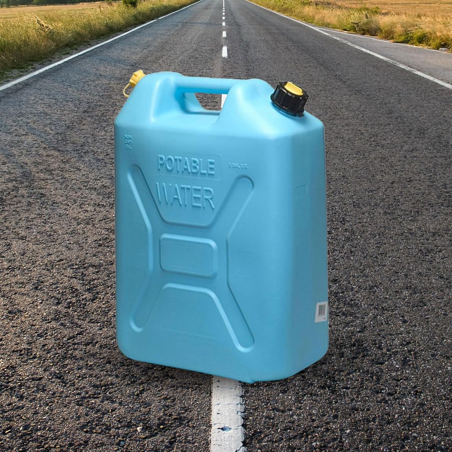 Portable Plastic Military Style Food Grade 5 Gal Water Jug Container with Reversible Spout for Camping & Emergency Storage, Blue