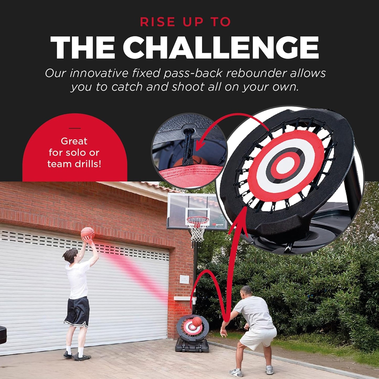 Portable Basketball Hoop with 7.5-10 Ft. Adjustable Height & Rebounder