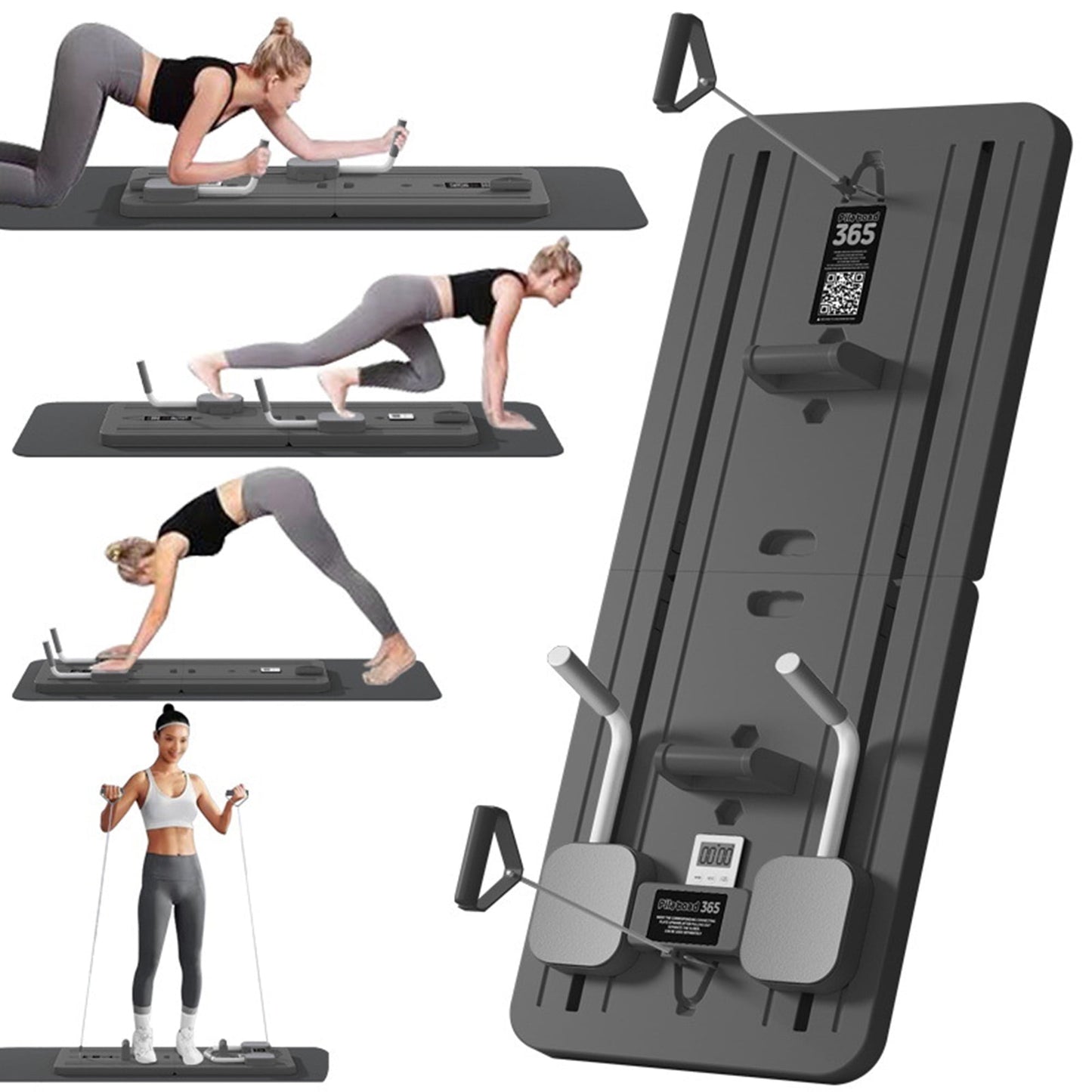 Multi-Function Compact Core & Ab Trainer, Full-Body Workout Reformer for Home Gym, 4-in-1 Fitness Equipment (Purple)