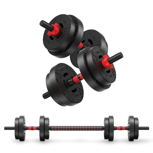 40LB 2-in-1 Adjustable Dumbbell Set - Convertible to Barbell & Kettlebell, 12 Weight Plates (4LB, 5LB, 6LB), Non-Slip Handles, Durable PE Material, Home Gym Fitness Equipment