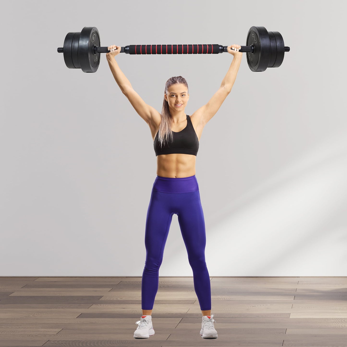 40LB 5 in 1 Adjustable Dumbbell Set , Fitness Exercises for Home Gym, Black, 1-inch Holes Fit Standard Sized Bar