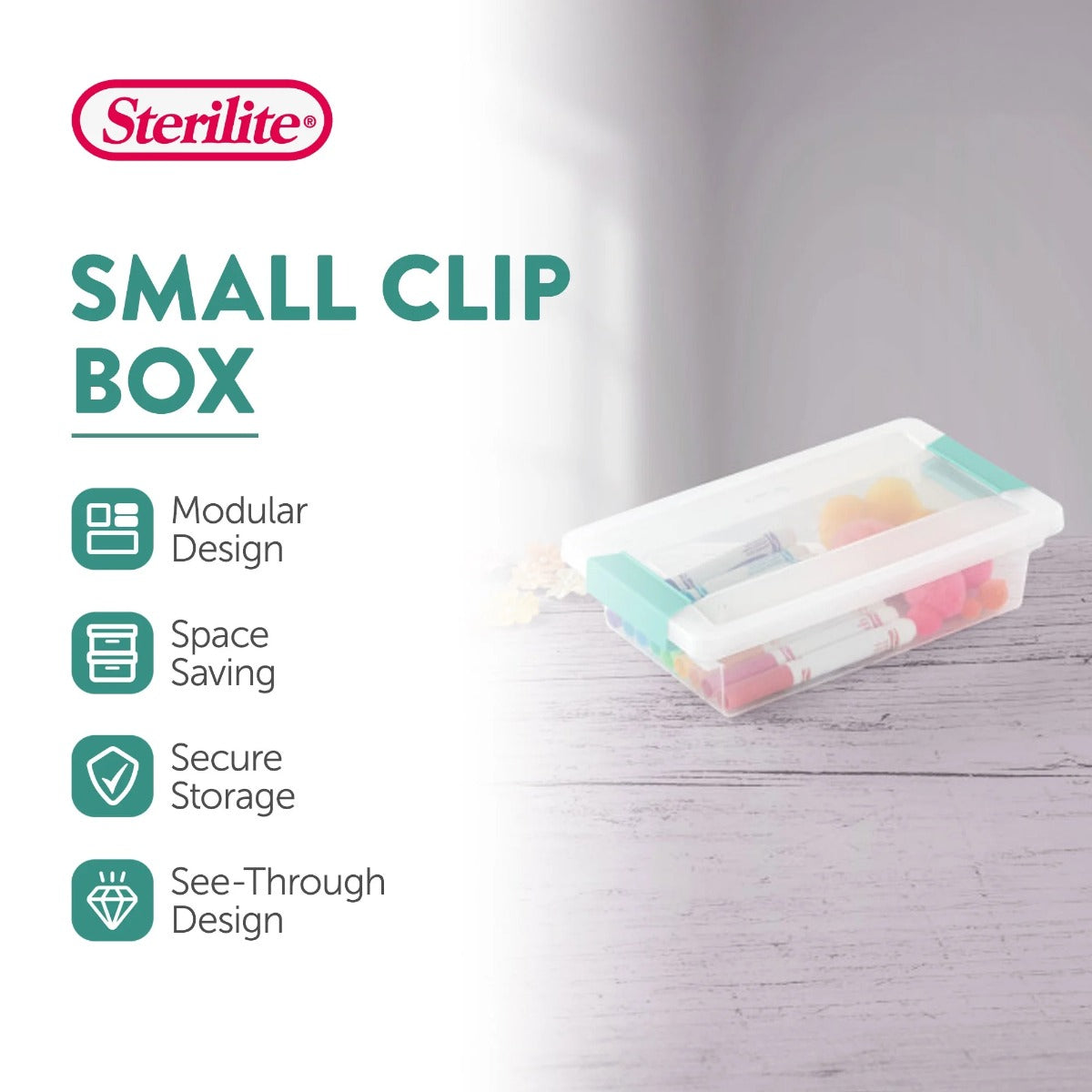 Sterilite Small Clip Box Clear Storage Tote Container w/ Lid, (12 Pack)