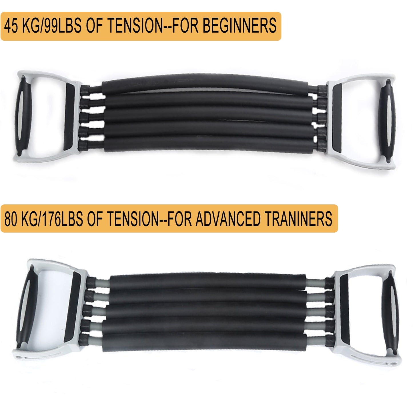 Double Tube Fitness Chest Expanders Adjustable Chest Exercise Equipment with Resistance Bands for Home Gym Strength Trainer-45KG