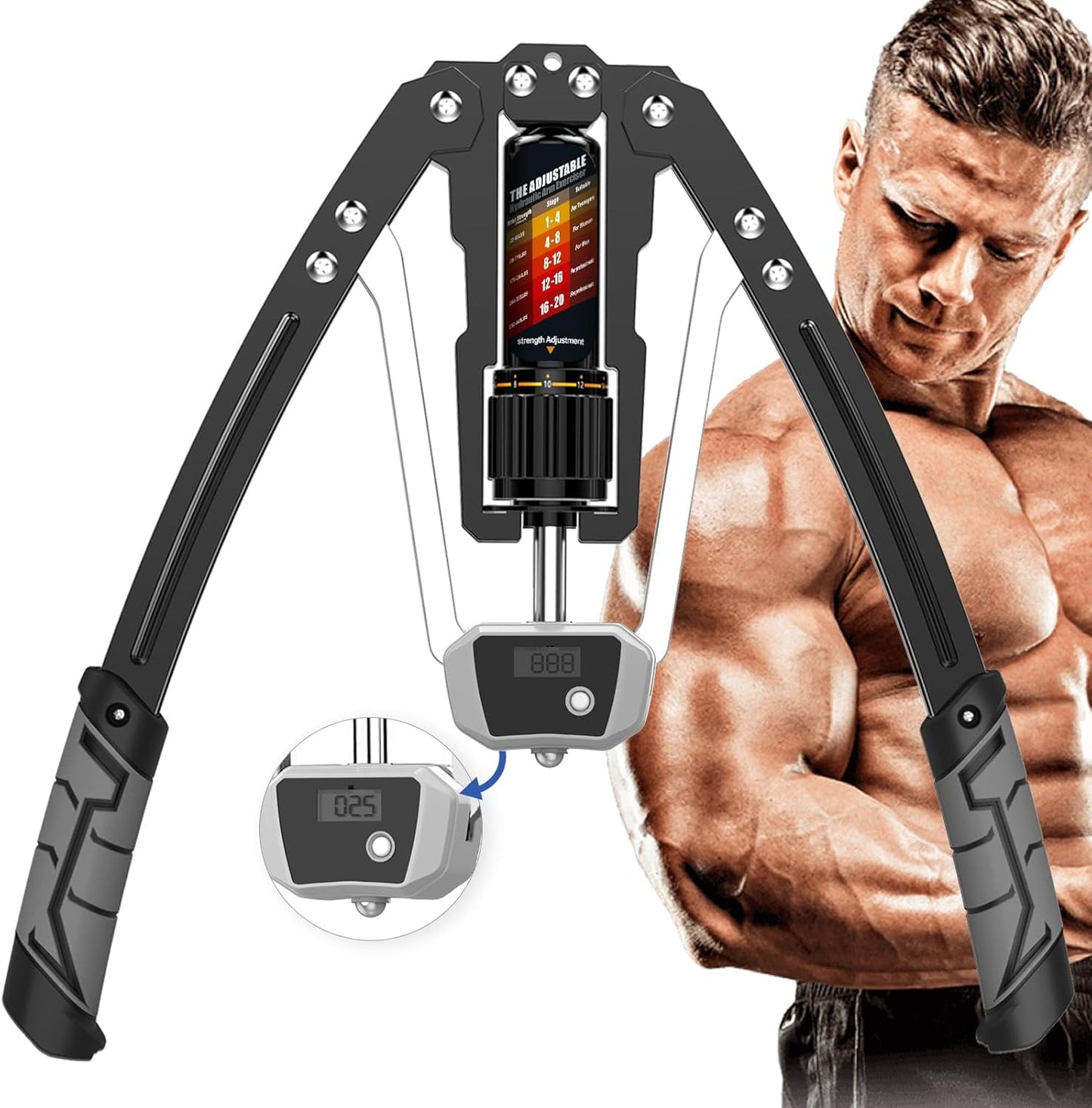 Twister Arm Exerciser - Adjustable 22-440lbs Hydraulic Power, Home Chest Expander, Shoulder Muscle Training Fitness Equipment, Arm Enhanced Exercise Strengthener. (Gray) on Clearance